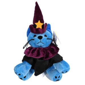 PAW PALS Boo Mews 8" blue cat bean bag stuffed animal, plush Halloween 2000, NEW